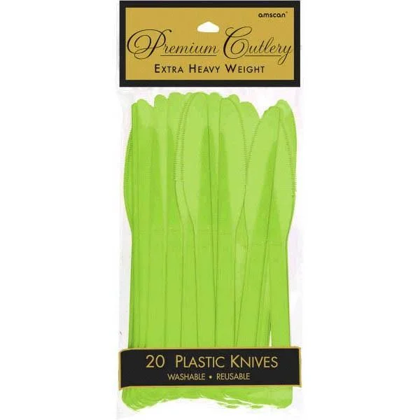 Glass dessert platter-Plastic Knives - Kiwi 20/pkg.