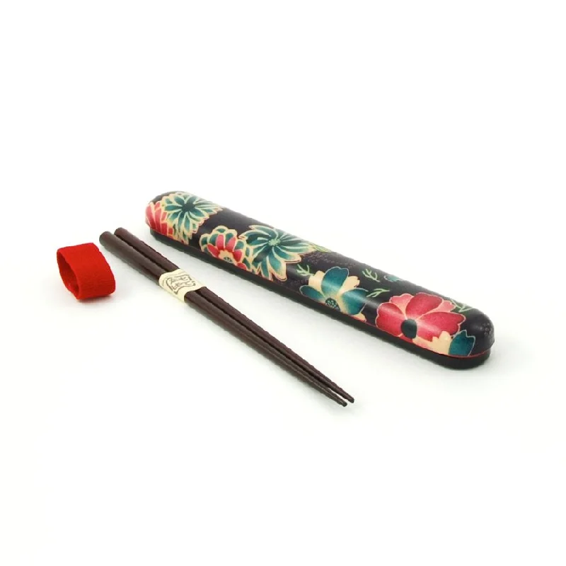 Bamboo chopsticks pair-Floral Travel Chopsticks