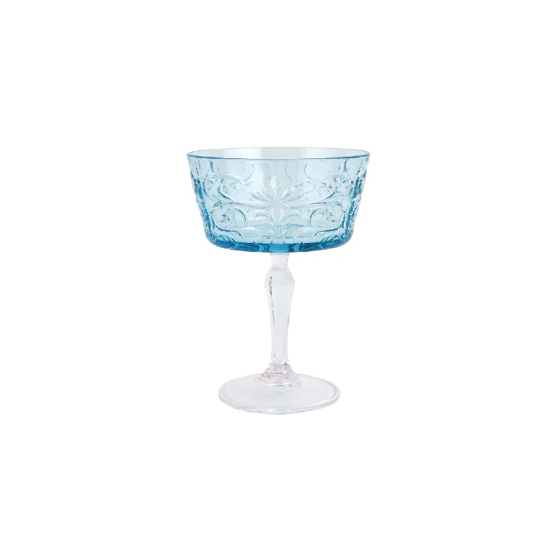 Collapsible silicone travel cup-Barocco Light Blue Coupe Champagne Glass