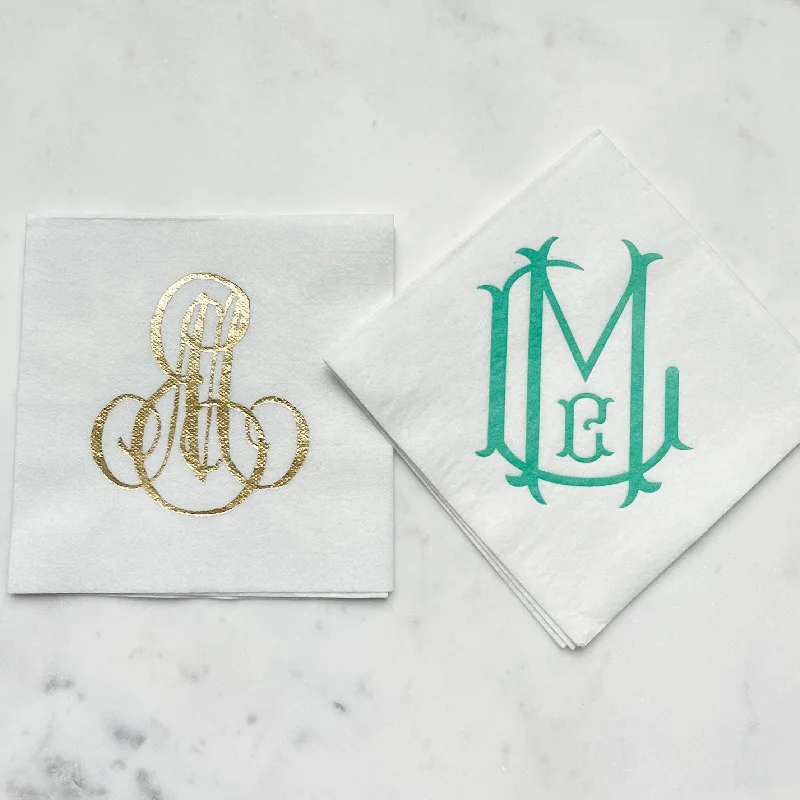 Durable melamine platter-Custom Large Monogram Linen-Like Napkins