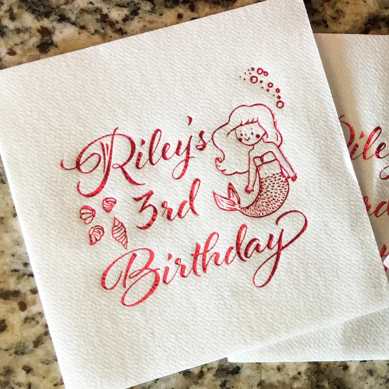 Rustic clay soup bowl-Mermaid Birthday Party Linen-Like Napkins