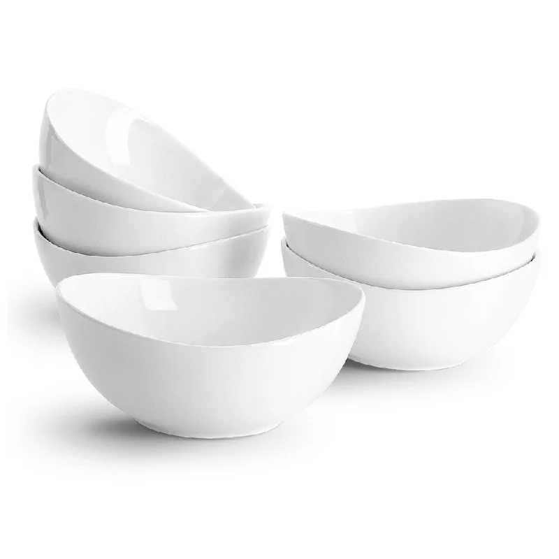 Marble-look dessert platter-Sweese Porcelain Bowls - 18 Ounce - Set of 6, White