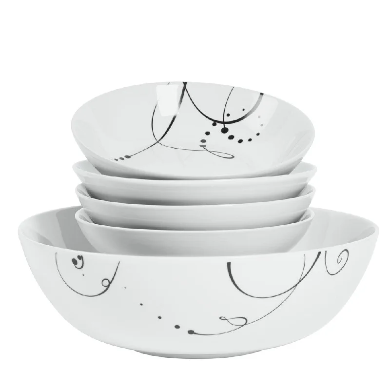 Lightweight plastic fork-Pescara 5-piece Porcelain Round Pasta Set