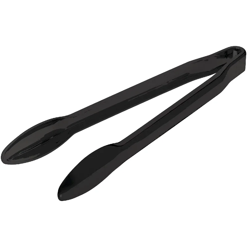 Premium silver dessert fork-Black PET Plastic Tongs, 1 Count