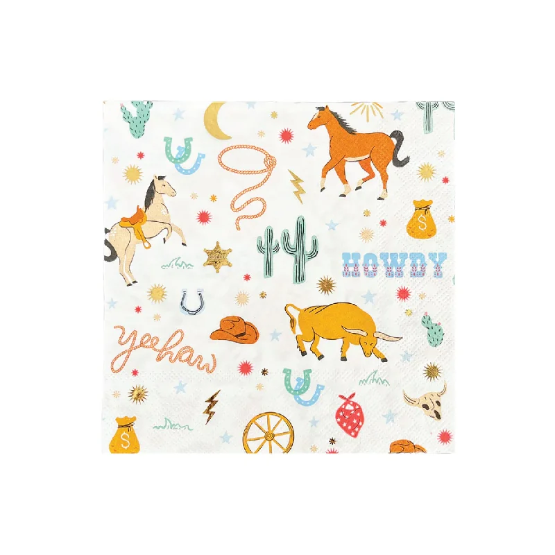 Durable outdoor dinnerware-Yeehaw Western Lunch Napkins 16ct