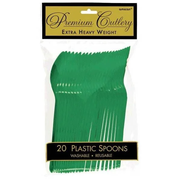 Lightweight picnic fork-Plastic Spoons - Festive Green 20/pkg.