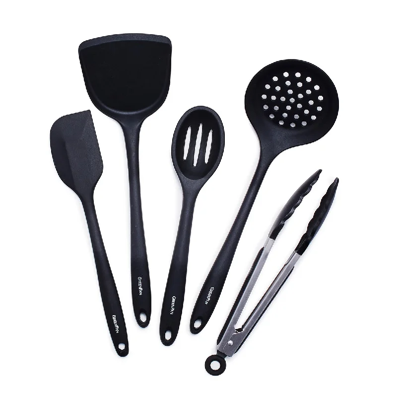 Minimalist white dinner set-5-Piece Utensil Set | Black