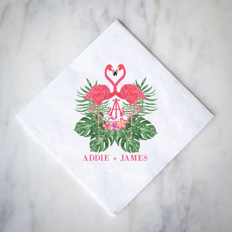 Festive holiday dinner plate-Full Color Floral Flamingo Event Napkins