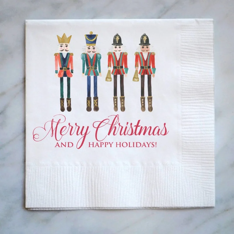 Minimalist white dinner set-Custom Full Color Merry Christmas 3ply Napkins