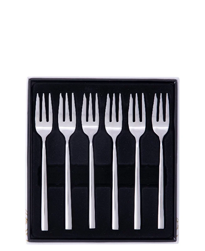 Minimalist white dinner set-Jenna Clifford Alba 6 Piece Cake Fork Set - Silver