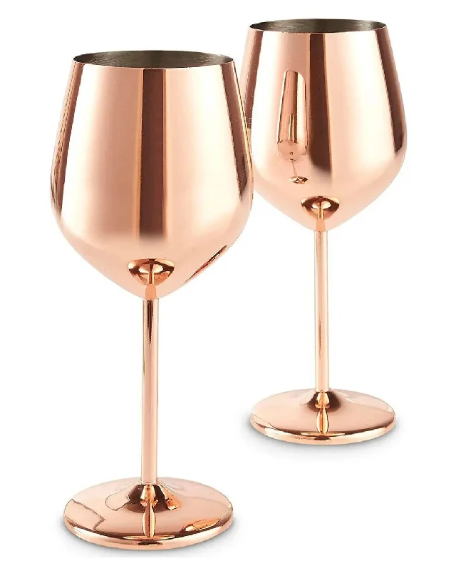 Spill-proof travel tumbler-VonShef Copper Wine Glasses