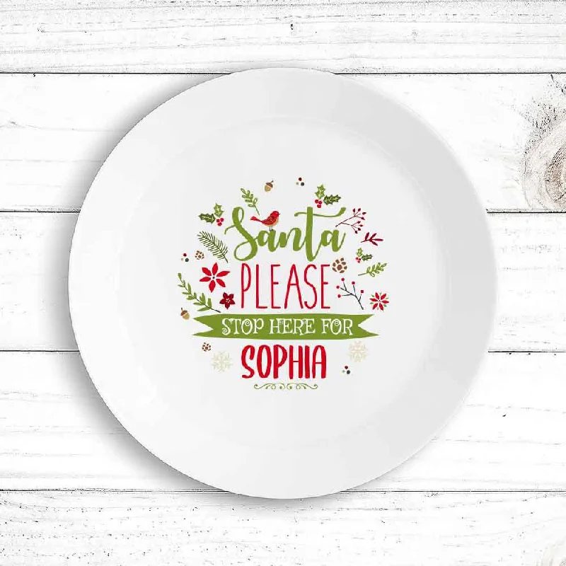 Portable picnic plate-Santa Please Stop Kids Plate