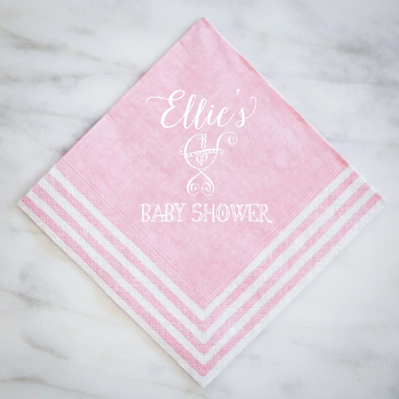 Non-slip silicone placemat-Baby Shower Striped Border Napkins