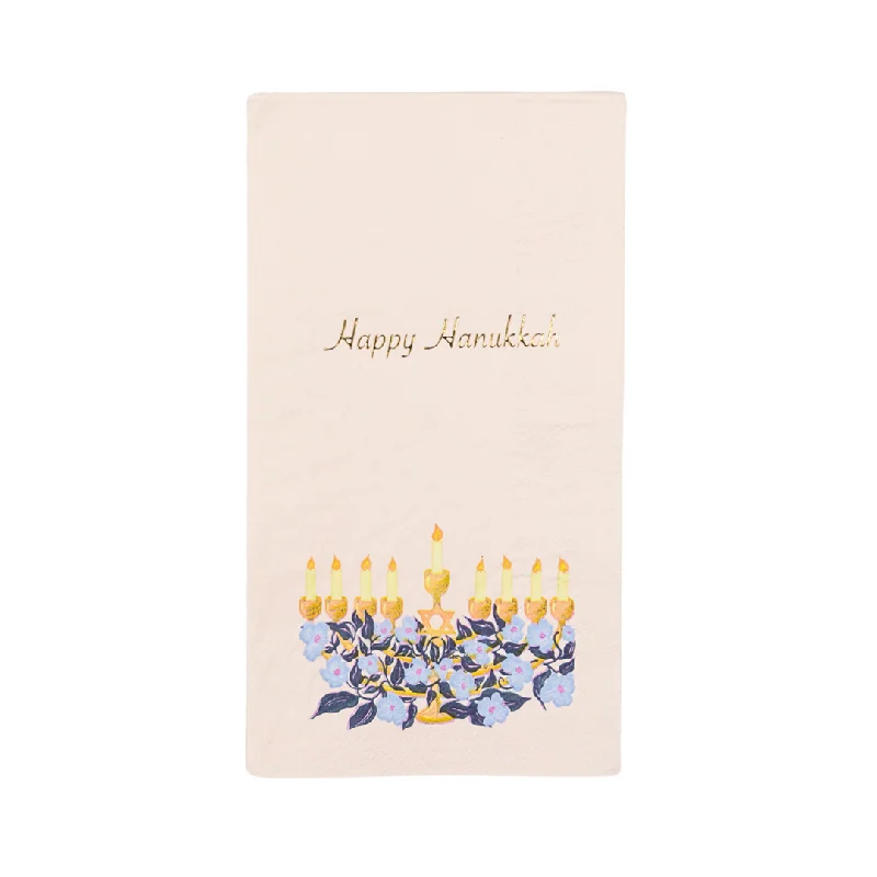 Lightweight camping spoon-Happy Hanukkah Menorah Guest Towel Napkins | 20 ct.