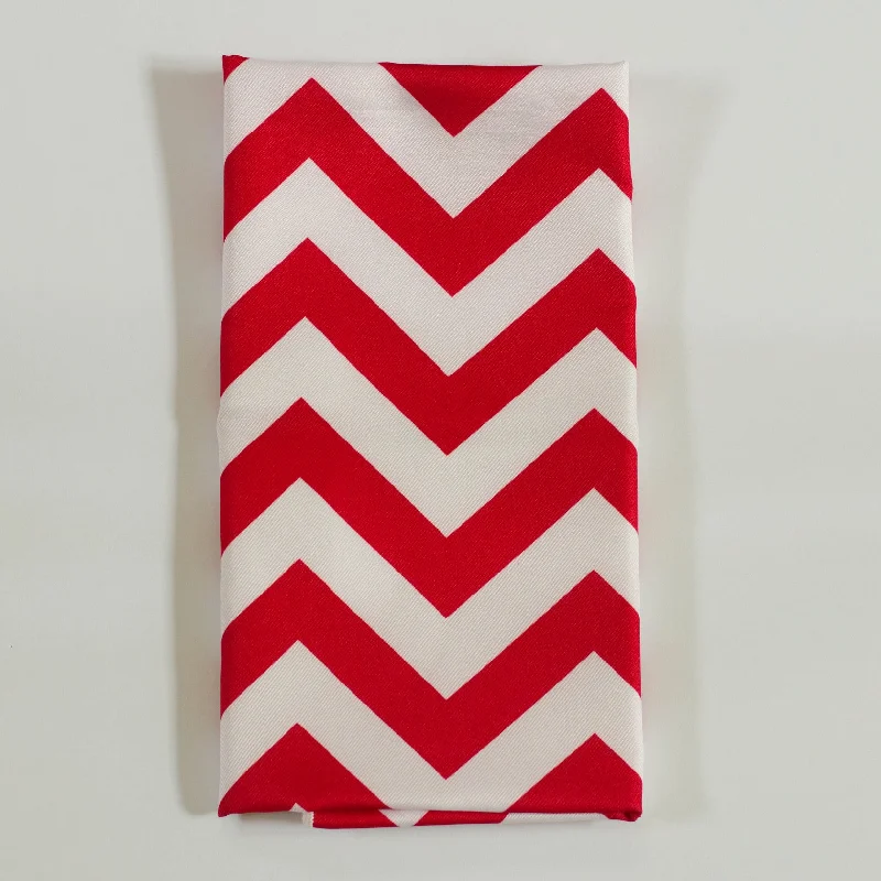 Matte finish serving fork-Red Chevron Napkin