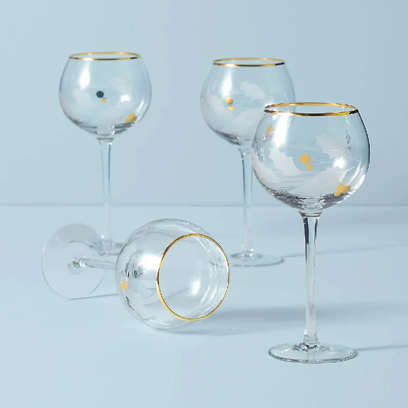 Elegant gold-rimmed glass cup-Holiday Gold 4-Piece Balloon Glass Set