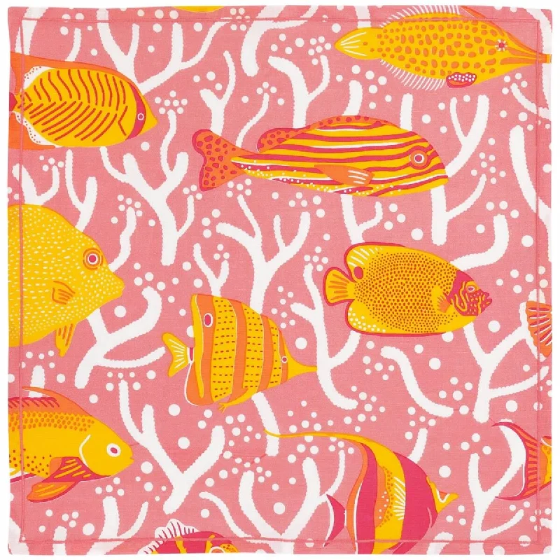 Gold-plated teaspoon-Pink Coral Reef Napkins - Set of 2