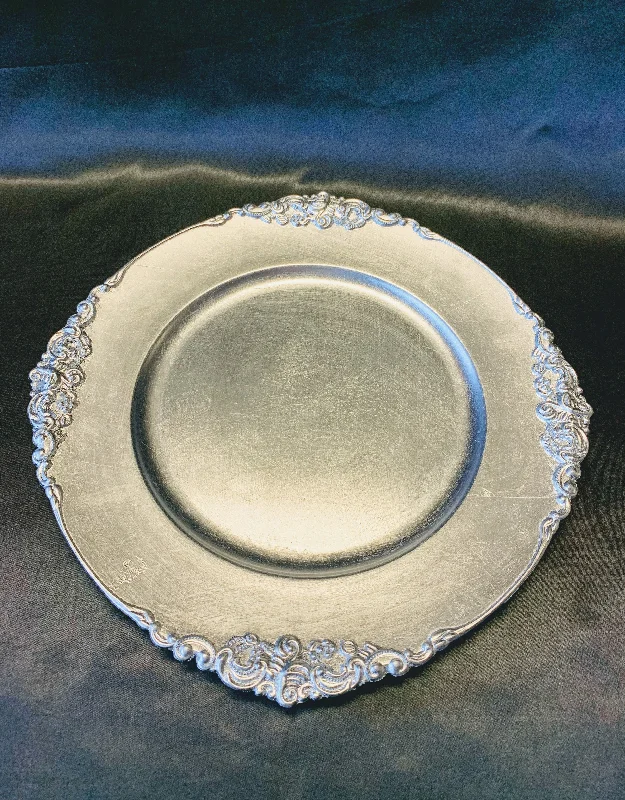 Eco-friendly wheat straw plate-Vintage Silver Charger Plate