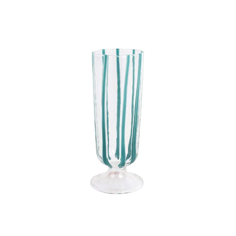 Double-walled glass tumbler-Nuovo Stripe Teal Champagne Glass