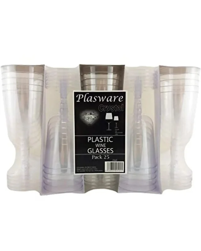 Eco-conscious recycled cup-Plastic Crystal Wine Glass Pack Size 25