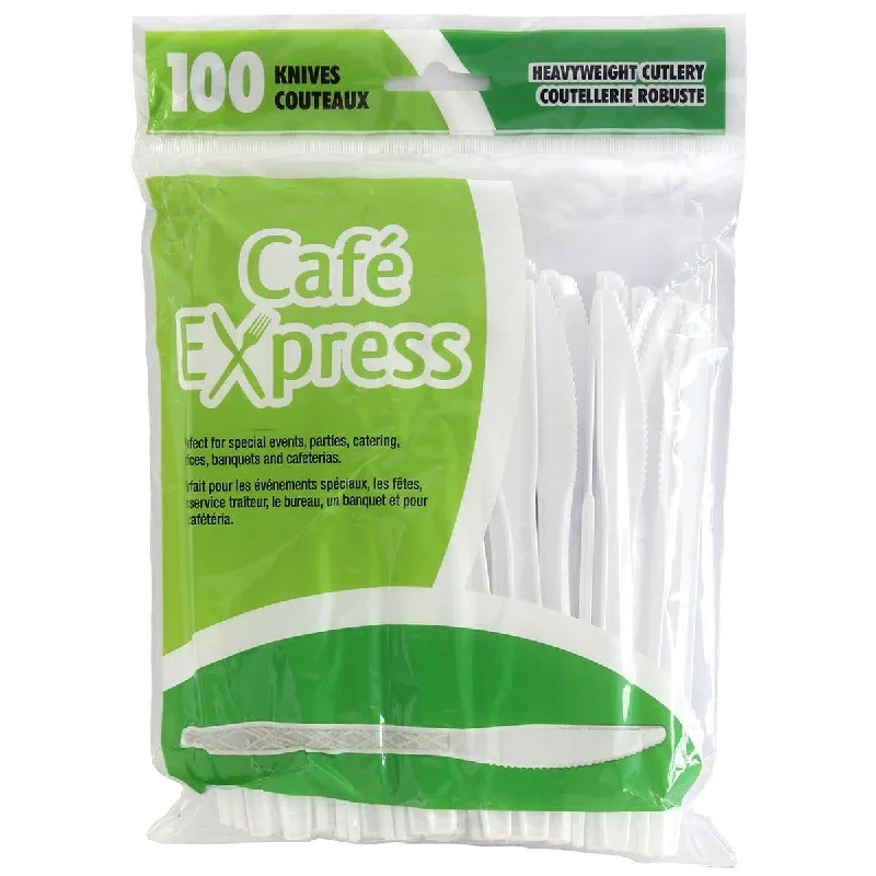 Iridescent glass pitcher-Plastic Knives 100/pkg - White