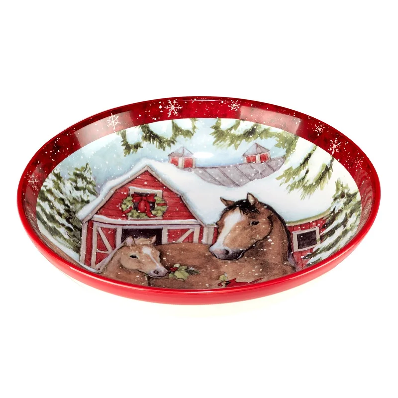 Nordic style dessert spoon-Certified International Homestead Christmas 13" x 3" Serving Bowl