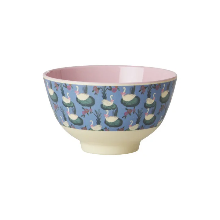 Ceramic soup spoon set-Rice DK Melamine Bowl with Swan Lake Print - Small - 300 ml