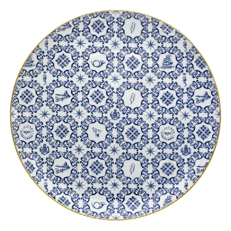 Retro polka dot platter-Transatlantica XL Plate