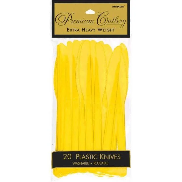 Bamboo salad tongs-Plastic Knives - Yellow Sunshine 20/pkg.