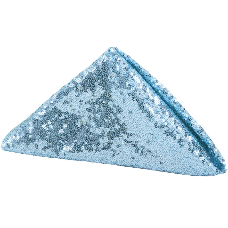 Glazed stoneware platter-Glitz Sequin Napkin 20"x20" - Baby Blue