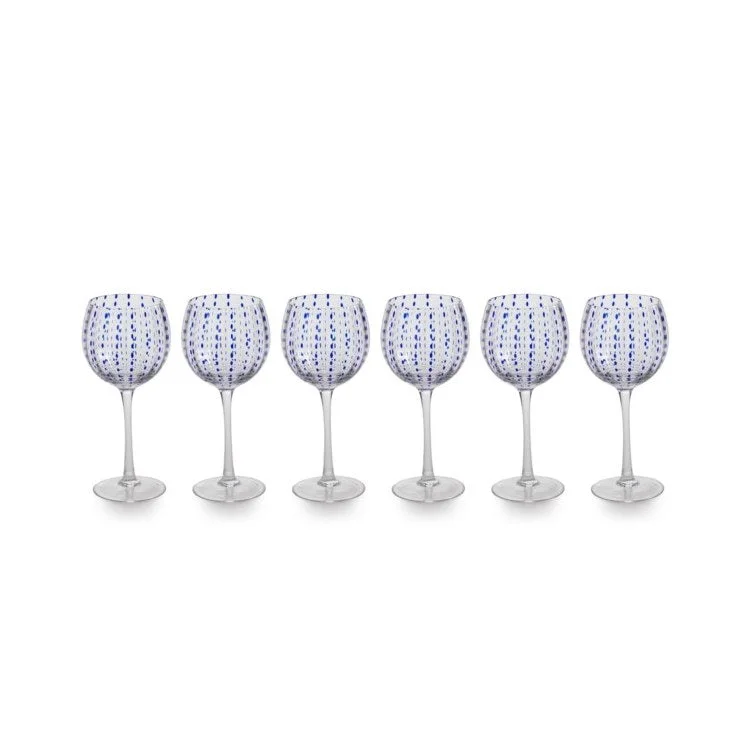 Floral decoupage tumbler-Mavi 8.5" Tall Wine Goblets Set of 6