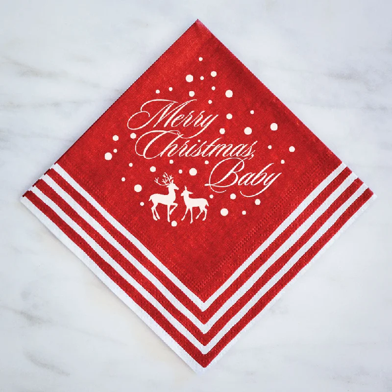 Hand-stitched leather tray-Merry Christmas Baby Striped Napkins