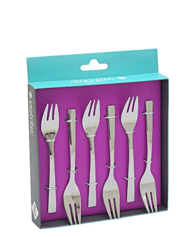 Heavy-duty steak knife-Eetrite Newport 6 Piece Boxed Cake Fork Set - Silver