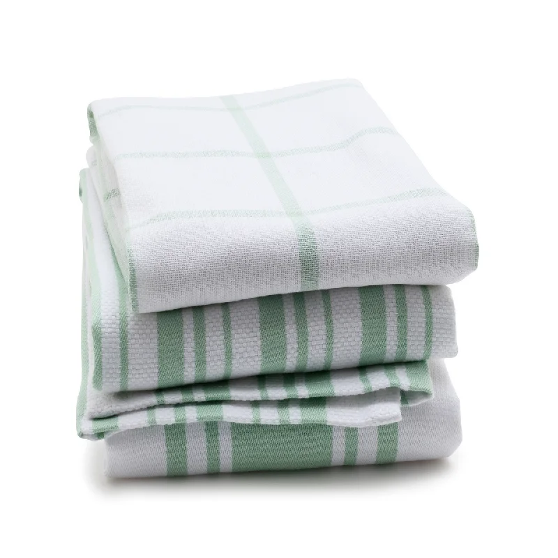 Blue and white china plate-3-Piece Organic Cotton Kitchen Towel Set | Green