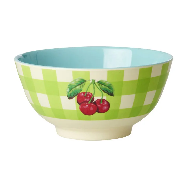 Wooden soup ladle-Rice DK Melamine Bowl with Love Therapy Cherry Print - Medium - 700 ml