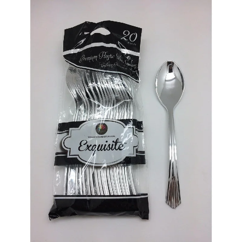 Durable melamine platter-Plastic Spoons - Silver 20/pkg.