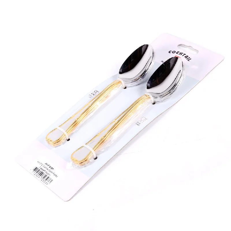 Patterned melamine plate-DESSERT SPOON SET COCKTAIL OUTLINE GOLD 6PC ART 212 PC