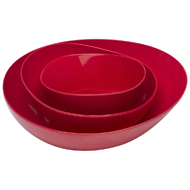 Marble effect cheese board-Zak Designs 0078-2473 Red Moso Bamboo Serving Bowl 3 Piece Set