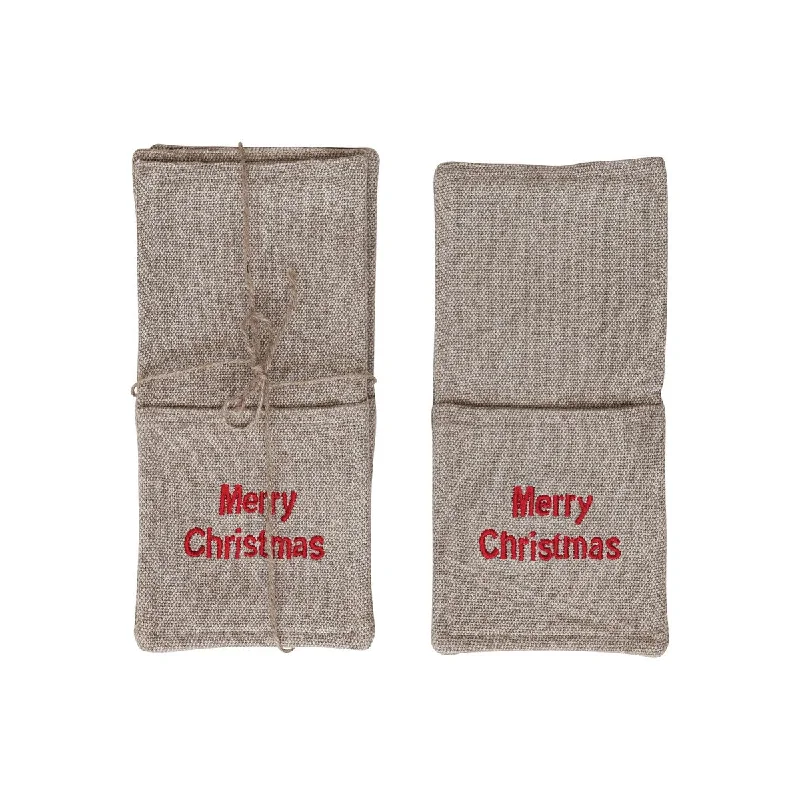 Marble effect cheese board-Woven Cotton "Merry Christmas" Cutlery Sleeves - 10.5"L x 5.0"W x 0.3"H