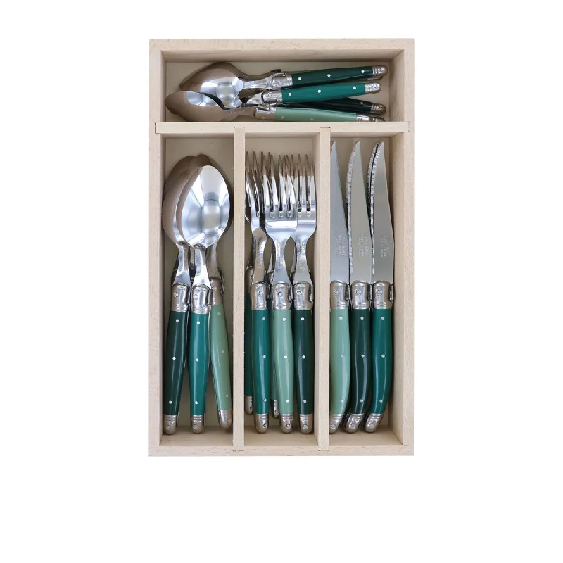 Retro diner serving tray-Laguiole Andre Verdier Debutant 24 Piece Cutlery Set Forest