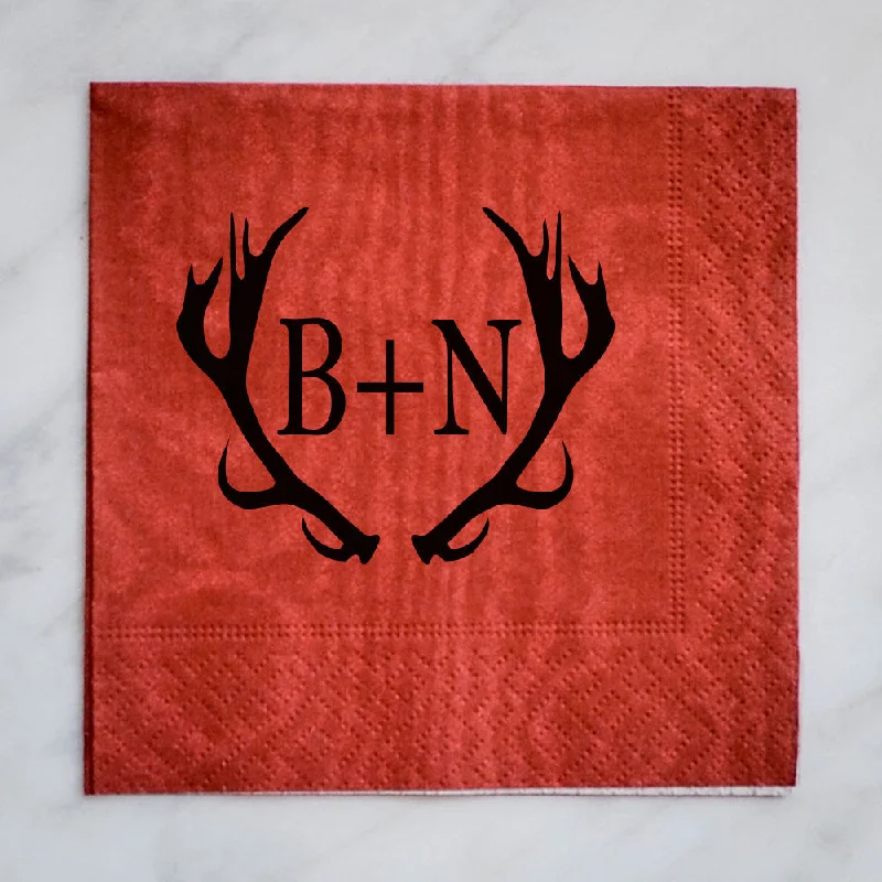 Artisan-crafted salad bowl-Custom Antler Moire Cocktail Napkins