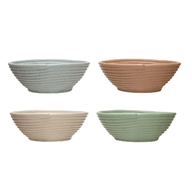 Textured grip soup spoon-Round Stoneware Fruit Bowl, Set of 4 Styles