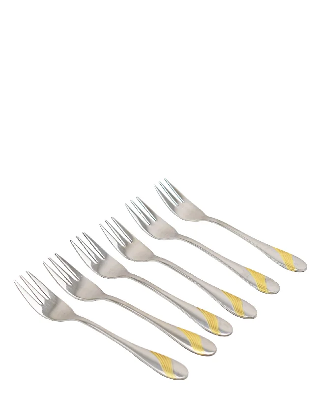 Nordic style dessert spoon-Kitchen Life Cake Forks 6 Piece - Gold Plated