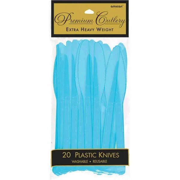 Porcelain dinner plate-Plastic Knives - Caribbean Blue 20/pkg.