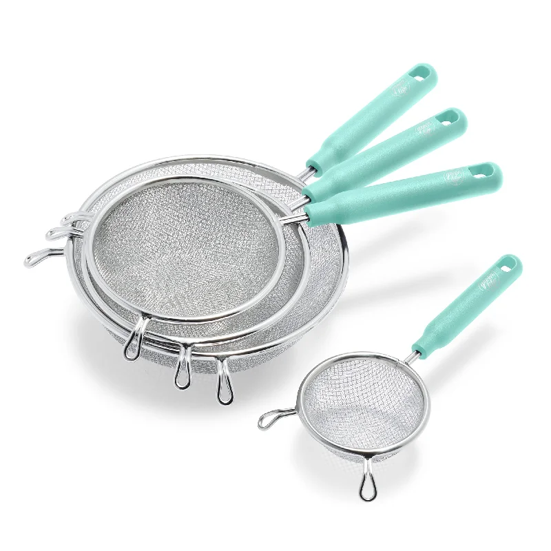 Handmade clay serving dish-GreenLife Stainless Steel Mesh Strainers, Set of 4 | Turquoise