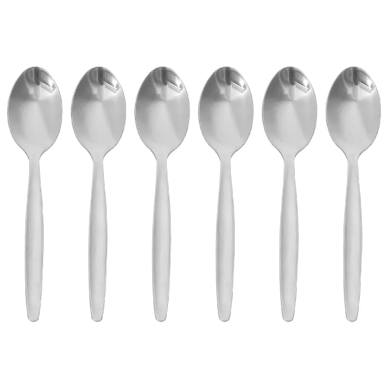 Dishwasher-safe dinner spoon-Classic Stainless Steel Teaspoons - Pack of 6 - By Argon Tableware