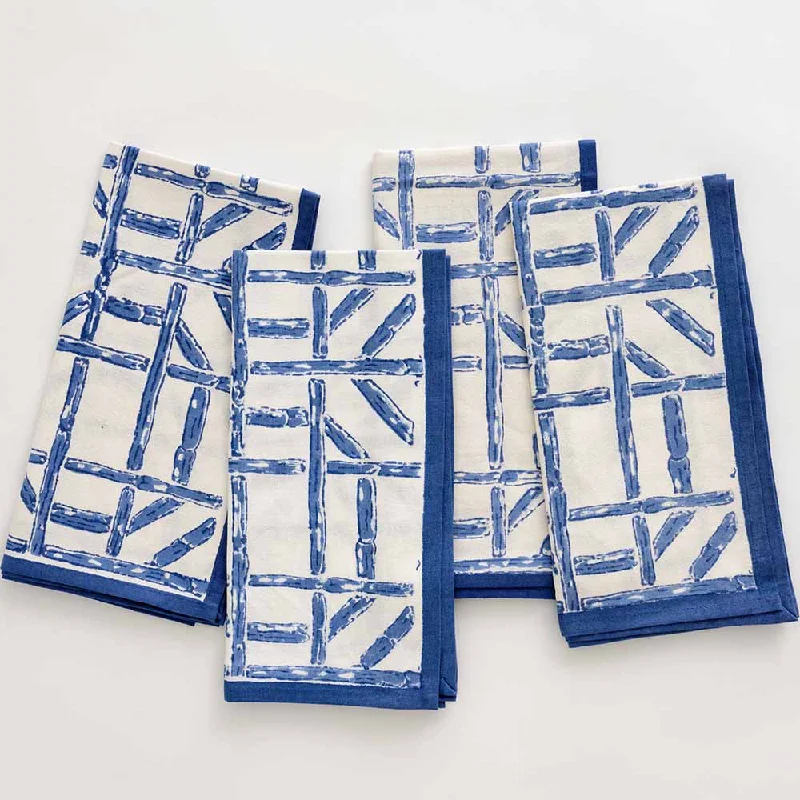 Lightweight plastic fork-Blue Bamboo Napkin | Set of 4