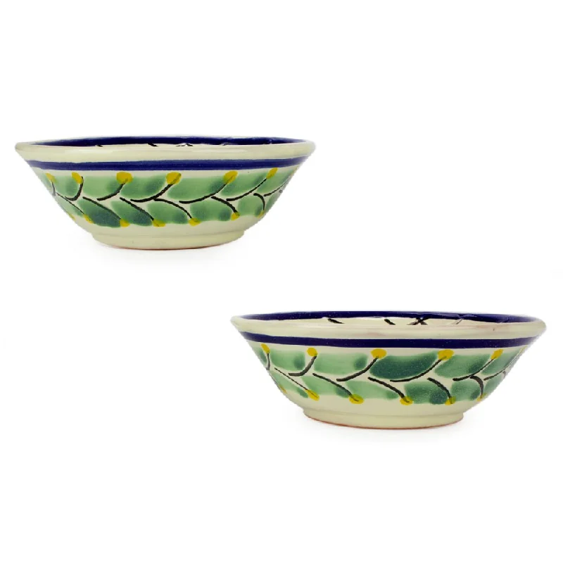 Sleek black serving tray-Handmade Set of 2 Majolica Ceramic 'Pi atas' Bowls (Mexico)