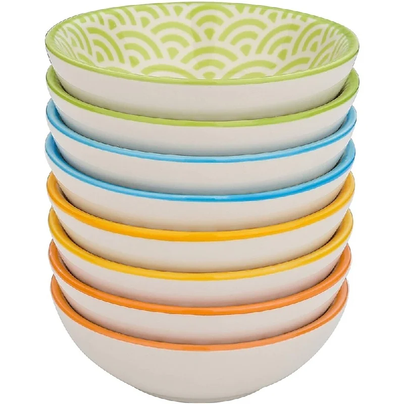 Modern geometric cutlery-Porcelain Dipping Bowls Set, 8-Piece Porcelain Serving Dishes Set