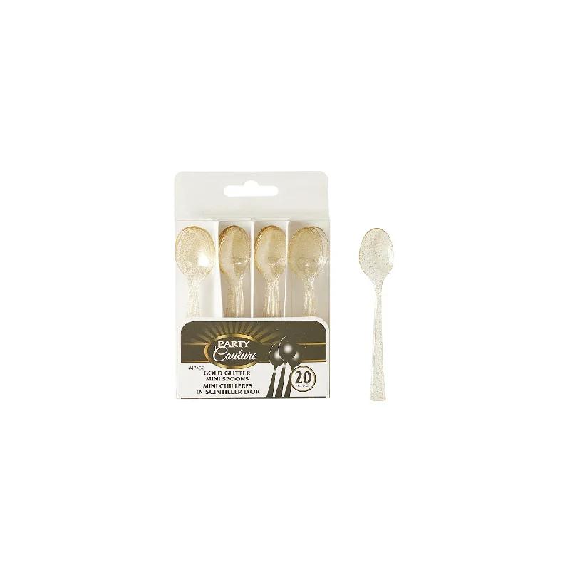 Non-stick serving ladle-Gold Glitter Premium Quality Mini Spoons, 20 Count